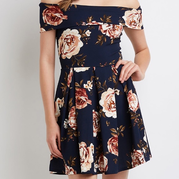 Floral Off The Shoulder Skater Dress - Picture 1 of 2